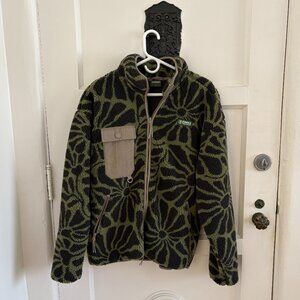 Wildflowers Full Zip High Pile Fleece  Mens Size Large | Black/Green